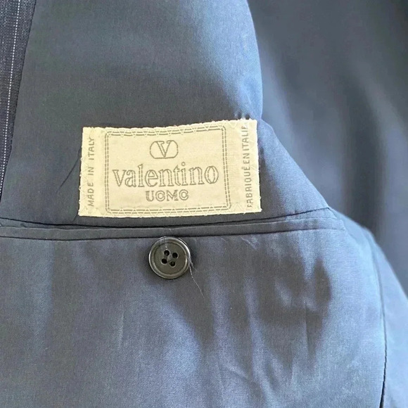 Valentino Uomo 100% Virgin Wool Preppy Pinstripe Blue Blazer Sz 39S Medium Acade - Picture 5 of 16
